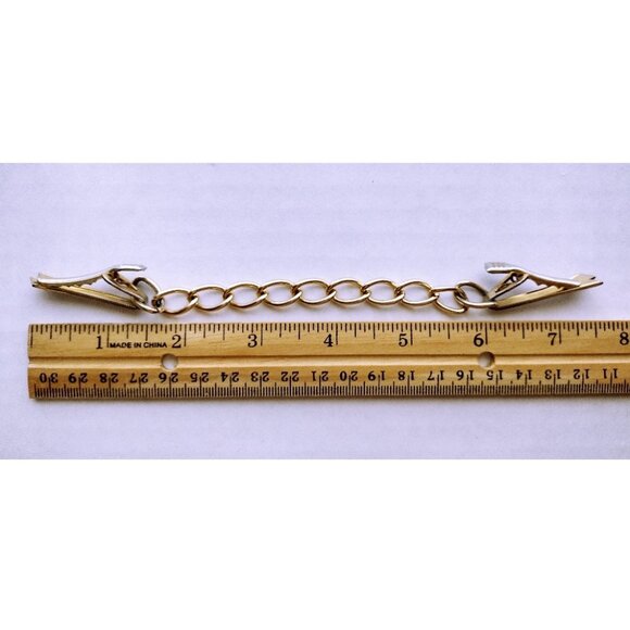 Vintage Sweater Clip 1950s Style Gold & Silver Tone Metal Tie Clips - Picture 3 of 6